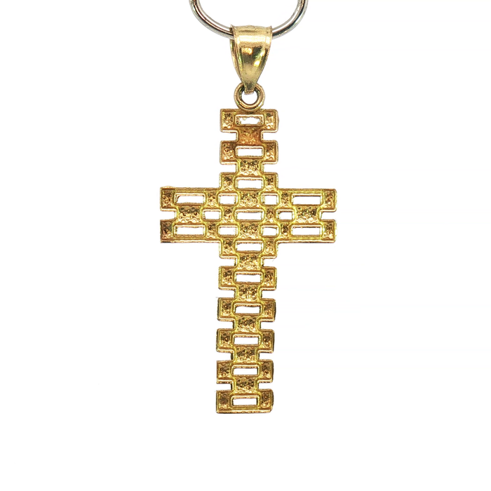 10K Presidential Classic Link Yellow Gold Cross Pendant