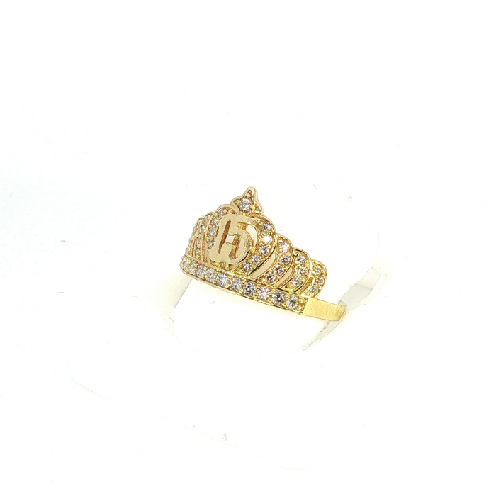 10K Quinceañera Crown Ring in Yellow Gold