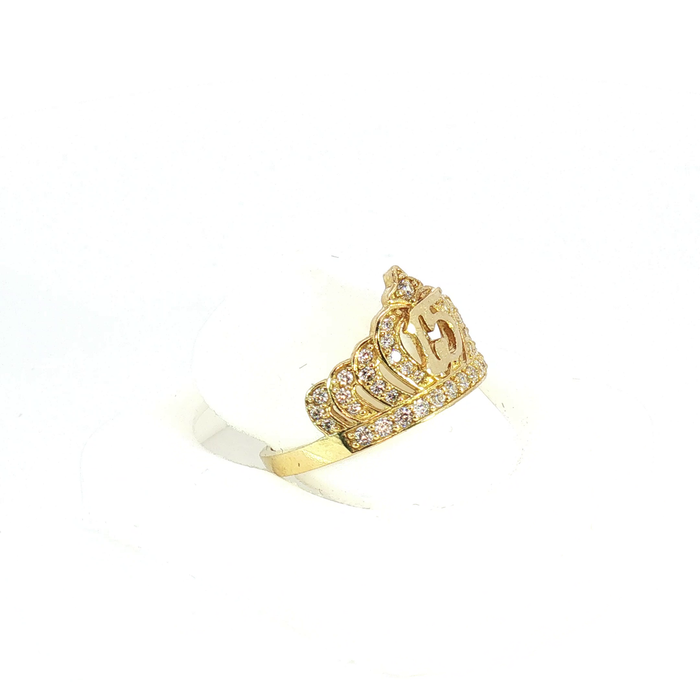 10K Quinceañera Crown Ring in Yellow Gold