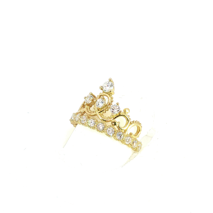 10K Quinceañera Yellow Gold Diamond Crown Cocktail Ring