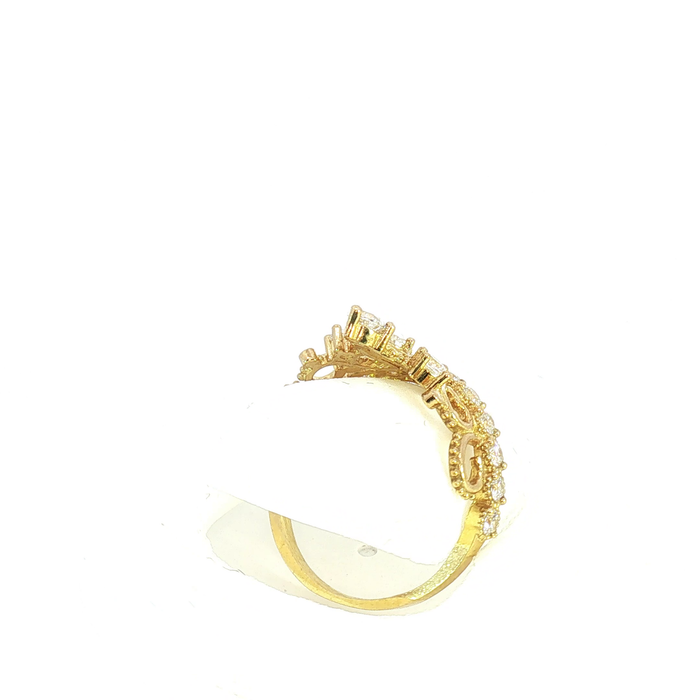10K Quinceañera Yellow Gold Diamond Crown Cocktail Ring