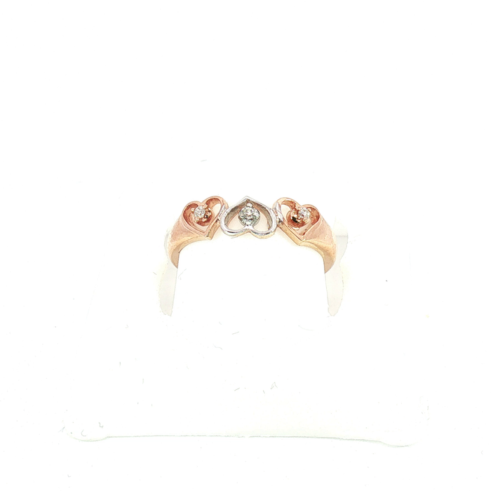 10K Rose Gold and Crystal Heart Ring