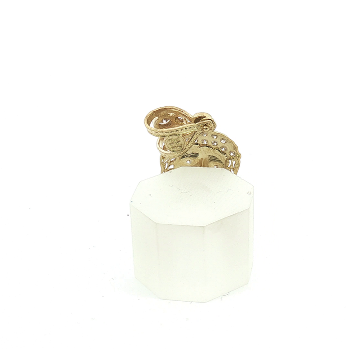 10k Round Brilliant Diamond Yellow Gold Jesus Head Pendant