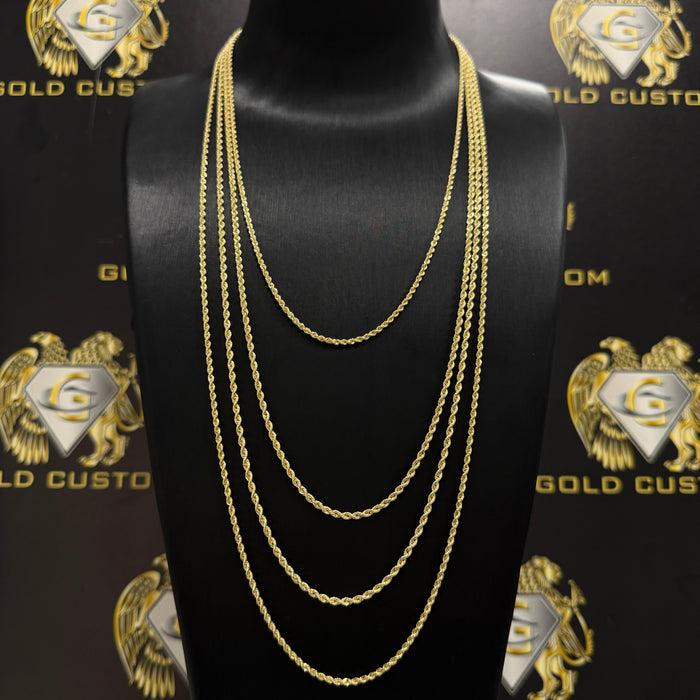 10K Round Cut 2MM 18-Inch Rope Chain