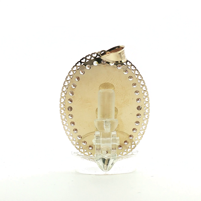 10K Sacred Heart of Jesus CZ Oval Pendant in Yellow Gold