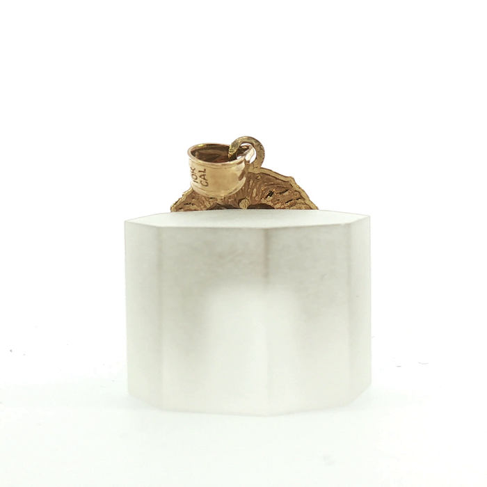 10K Sculptural Roaring Lion Head Yellow Gold Pendant
