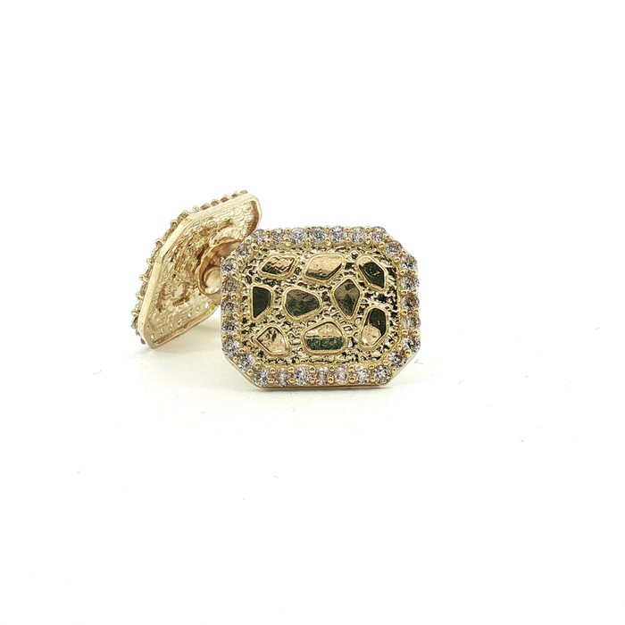 10K Shaped Gold Nugget Stud Earrings with Stones