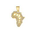 10K Solid Gold CZ Africa Map Pendant