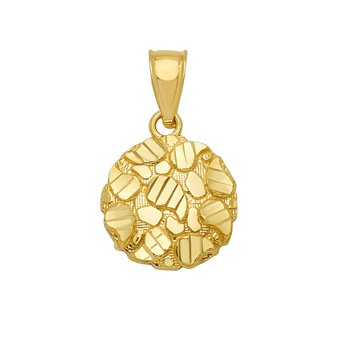 10K Solid Gold Striped Mosaic Round Pendant
