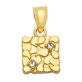 10K Solid Gold Textured Square Pendant