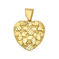 10K Solid Gold Striped Mosaic Heart Pendant