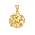 10K Solid Gold Striped Mosaic Round Pendant