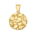 10K Solid Gold Striped Mosaic Round Pendant