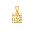 10K Solid Gold Square Striped Mosaic Round Pendant
