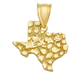10K Solid Gold Texas Pendant with Textured Finish