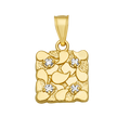 10K Solid Gold Textured Square Pendant
