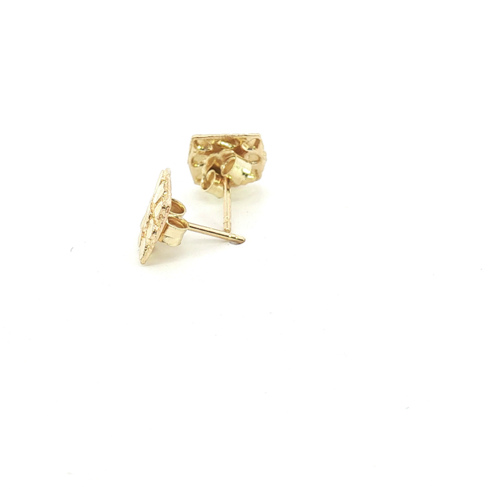 10K Square Nugget Yellow Gold Stud Earrings - Small