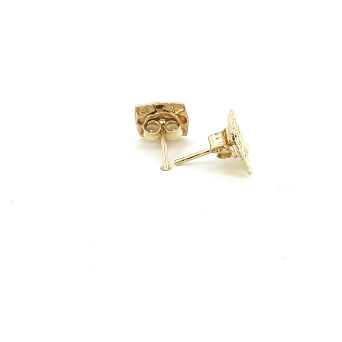 10K Square Nugget Yellow Gold Stud Earrings - Small