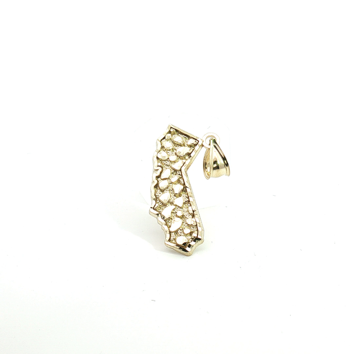 10K Textured California State Map Pendant in Yellow Gold