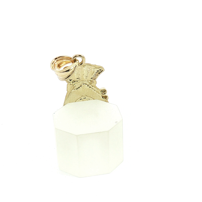 10k Textured Yellow Gold Dollar Money Bag Charm Pendant