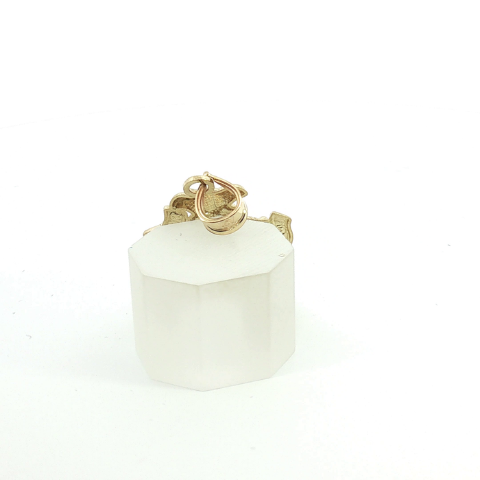 10k Textured Yellow Gold Dollar Sign Money Bag Pendant