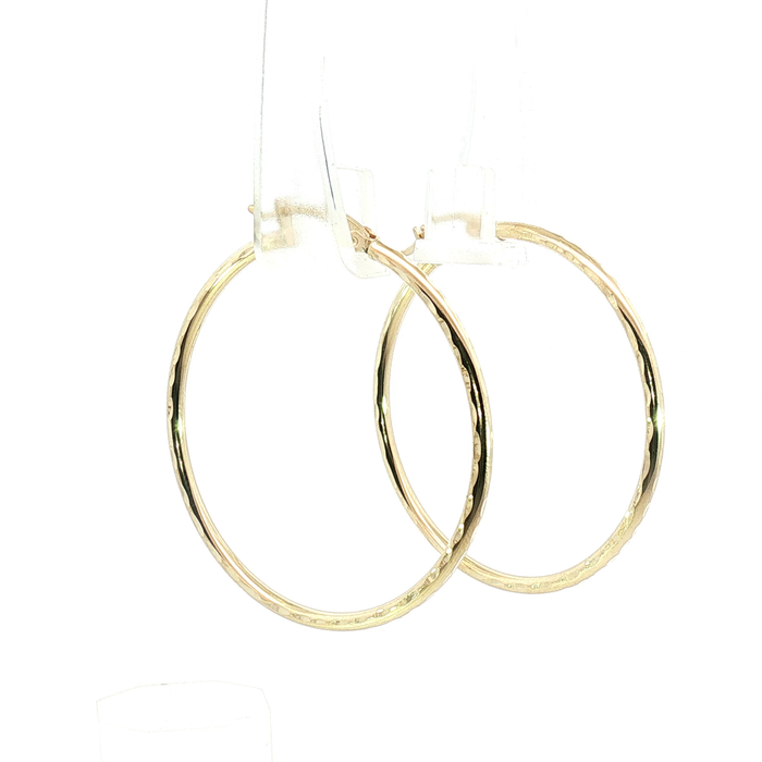 10K Textured Yellow Gold Hoop Earrings