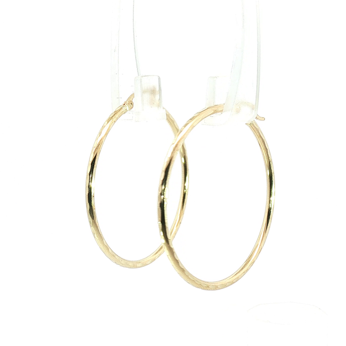10K Textured Yellow Gold Hoop Earrings