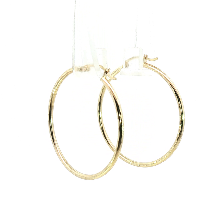 10K Textured Yellow Gold Hoop Earrings