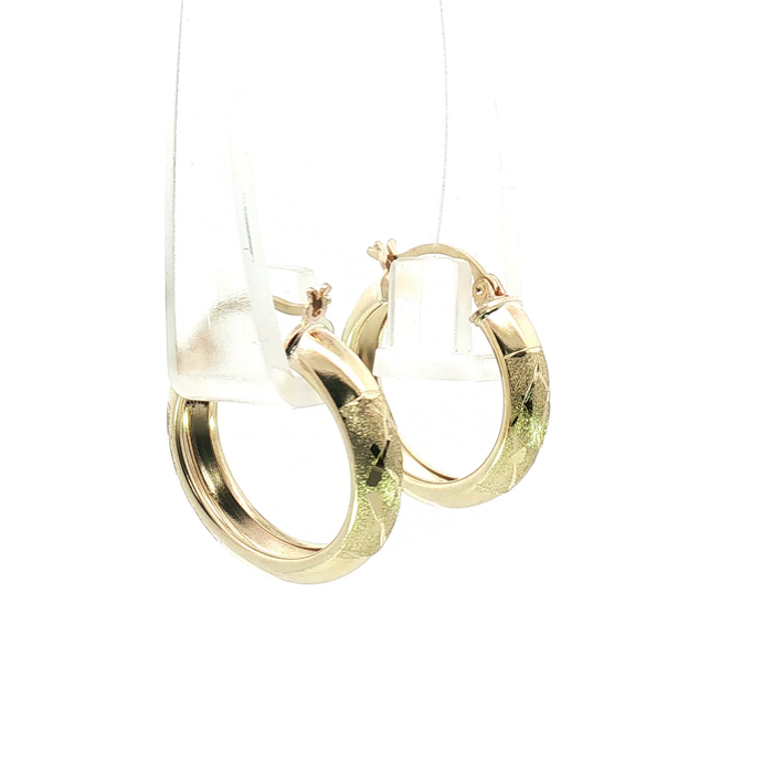 10K Textured Yellow Gold Hoop Earrings
