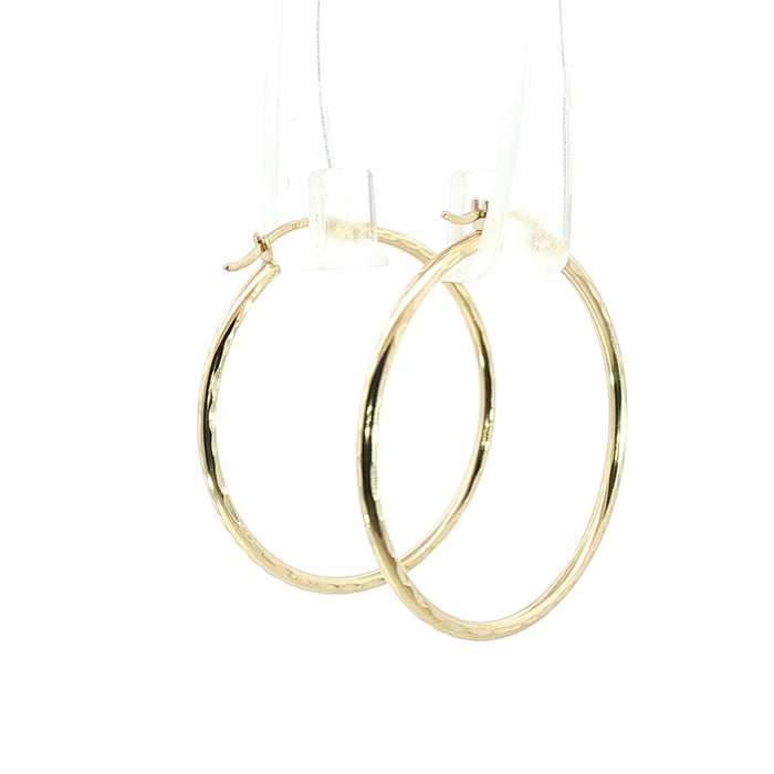 10K Textured Yellow Gold Hoop Earrings