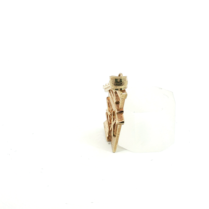 10k Textured Yellow Gold House Pendant with Diamond-Cut Accents