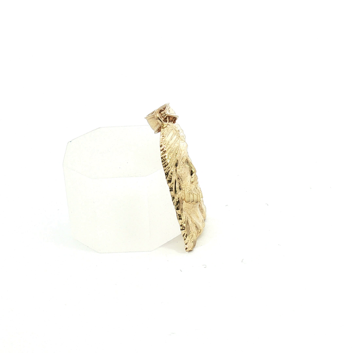 10k Textured Yellow Gold Jesus Head Pendant