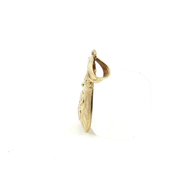 10k Textured Yellow Gold Money Bag Pendant with Diamond-Cut Detail Medium