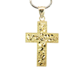 10K Textured Yellow Gold Nugget Cross Pendant