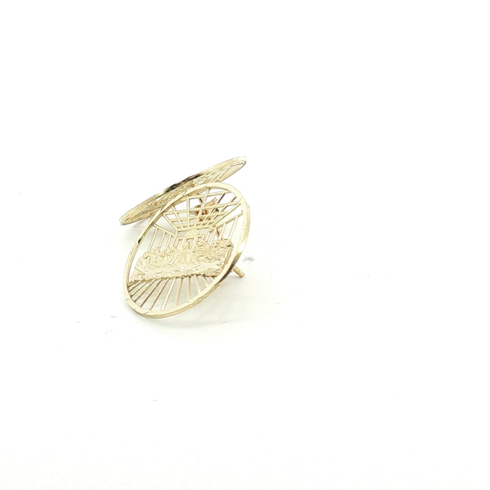 10K 'The Last Supper' Yellow Gold Openwork Stud Earrings