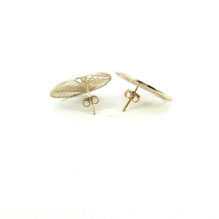 10K 'The Last Supper' Yellow Gold Openwork Stud Earrings