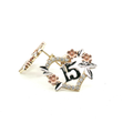 10K Tri-Color Gold 15 Años Quinceañera Stones Heart Stud Earrings