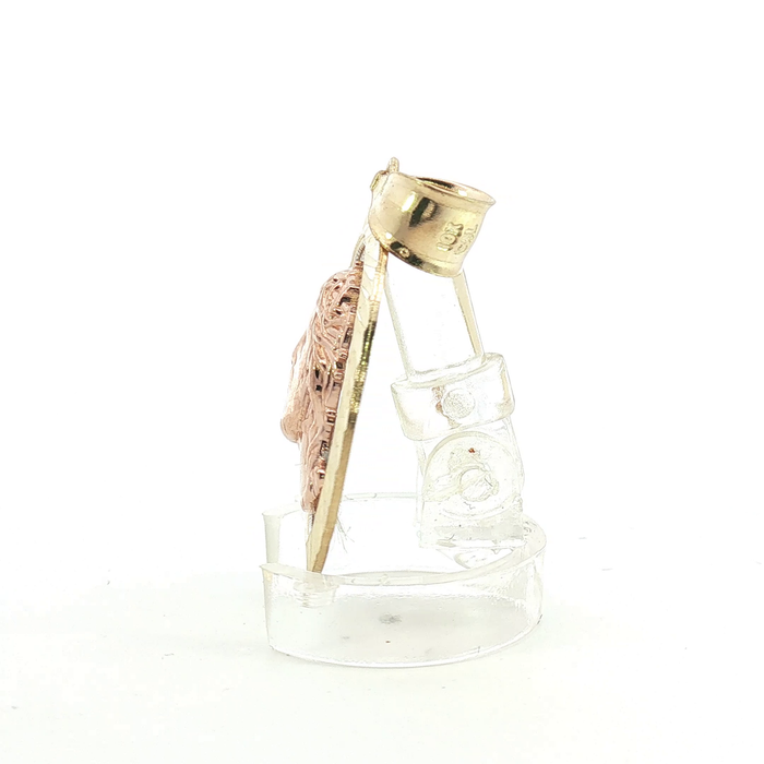 10K Tricolor Gold Jesus Christ Head Pendant - Medium