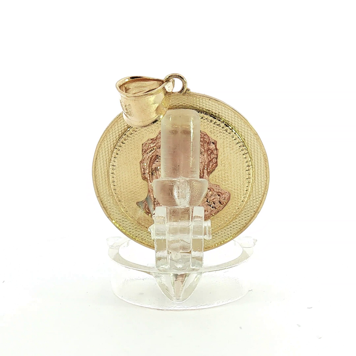 10K Tricolor Gold Jesus Christ Head Pendant - Medium