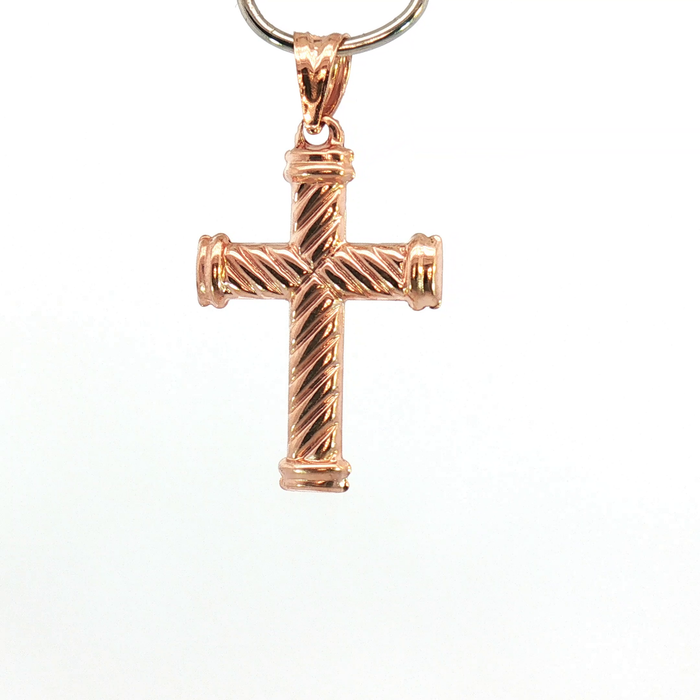 10K Twisted Rope Cross Pendant in Rose Gold
