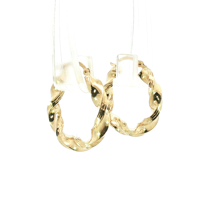 10K Twisted Yellow Gold Hoop Earrings