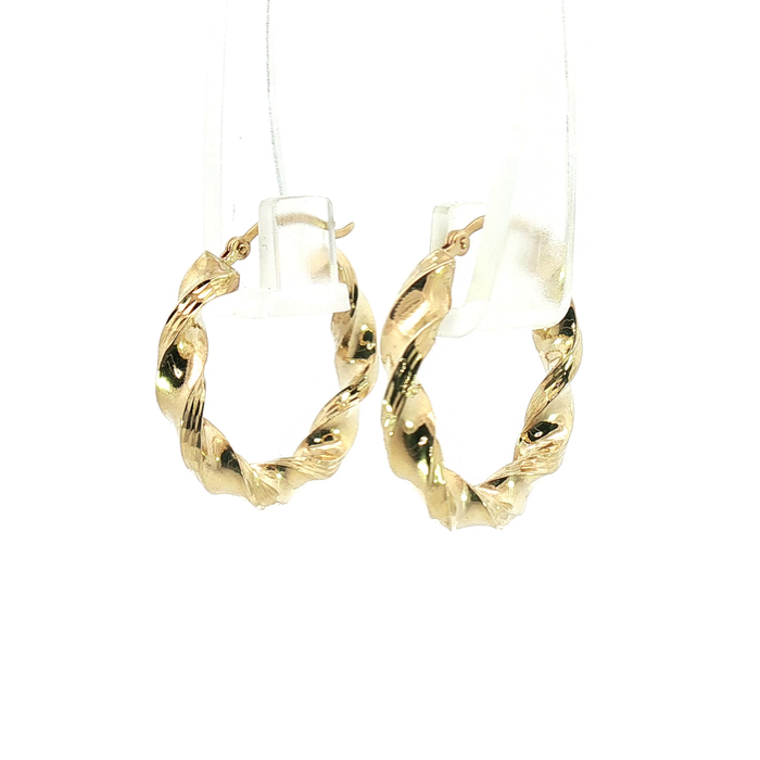 10K Twisted Yellow Gold Hoop Earrings