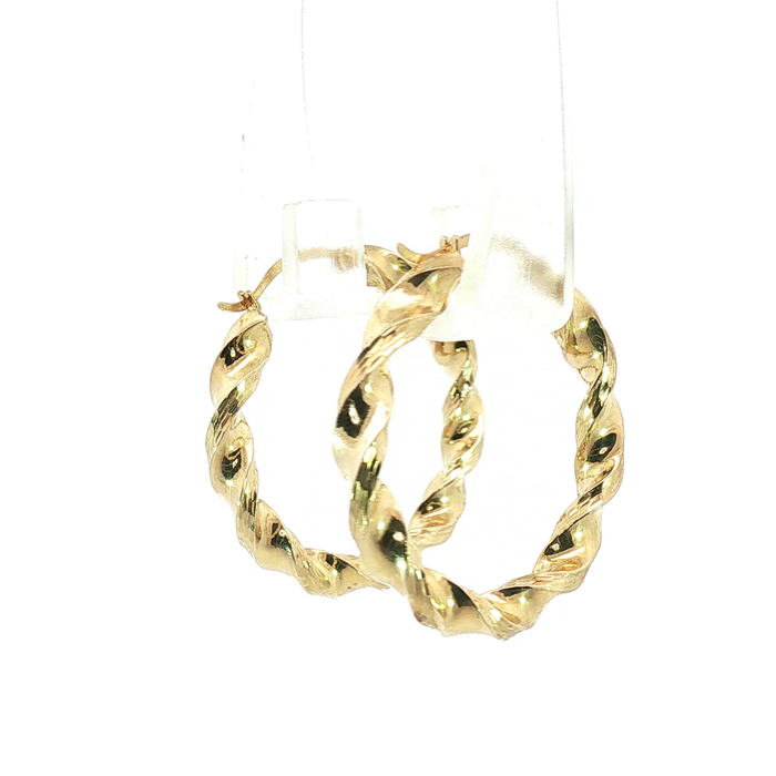 10K Twisted Yellow Gold Hoop Earrings