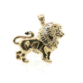 10K Two-Tone Diamond-Cut Yellow & White Gold Lion Pendant