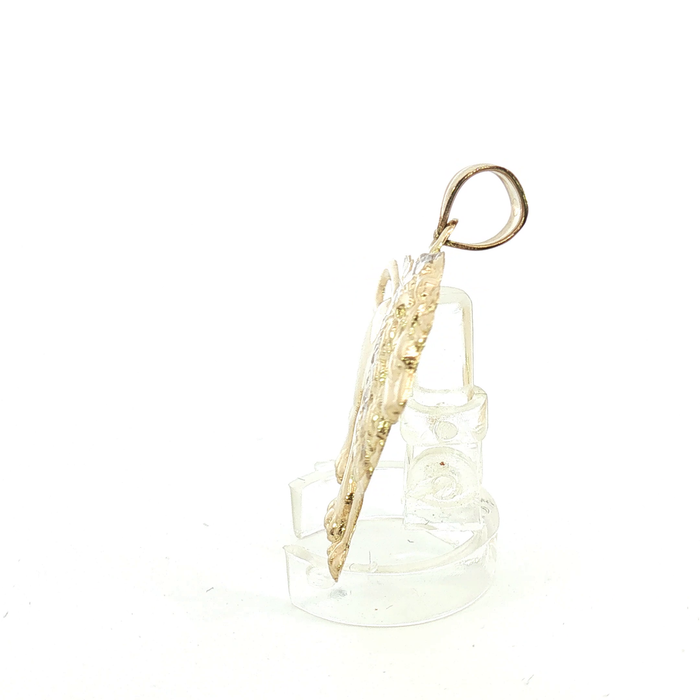 10K Two-Tone Diamond-Cut Yellow & White Gold Lion Pendant