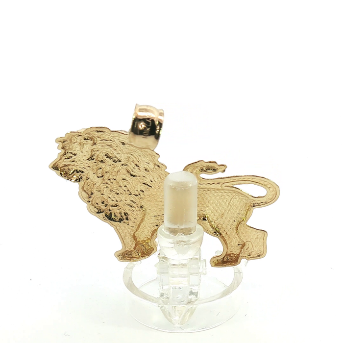10K Two-Tone Diamond-Cut Yellow & White Gold Lion Pendant