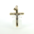 10k Two-Tone Yellow and White Gold Tubular Crucifix Pendant