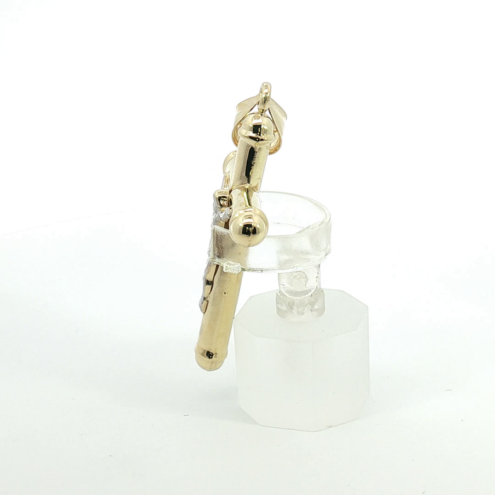 10k Two-Tone Yellow and White Gold Tubular Crucifix Pendant