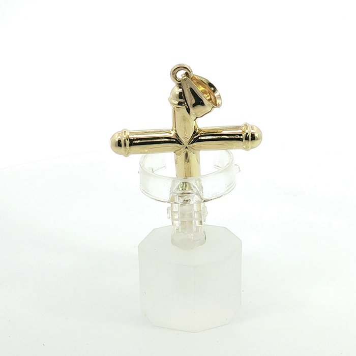 10k Two-Tone Yellow and White Gold Tubular Crucifix Pendant