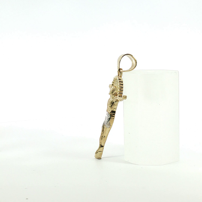 10k Two-Tone Yellow Gold Crucifix Pendant with Halo Detail